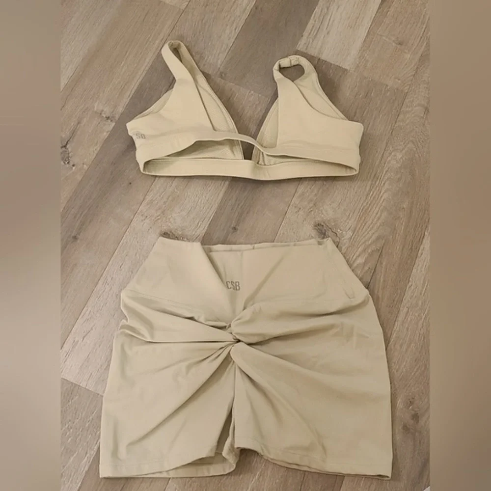 CSB Scrunch Shorts & Freedom Crop Top Set in Chai. - Picture 5 of 11